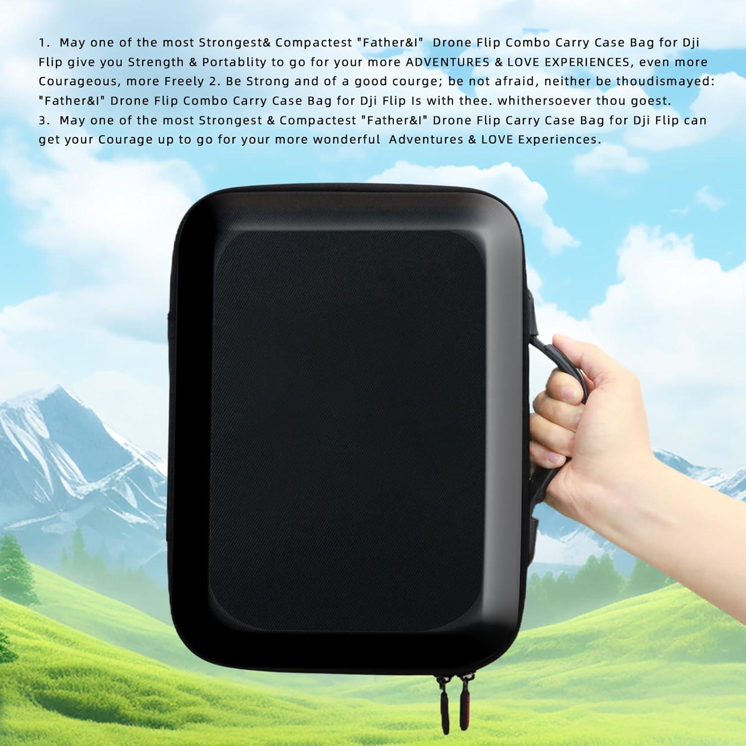 Father&I Drone Flip RC2 RCN3 Combo Accessories Only (Carry-ing) Protective Protector Case Carrier Box Hard Storage Bag Holder for DJI Flip Crossbody & Two Way Zipper, Black (NOT Silicone)