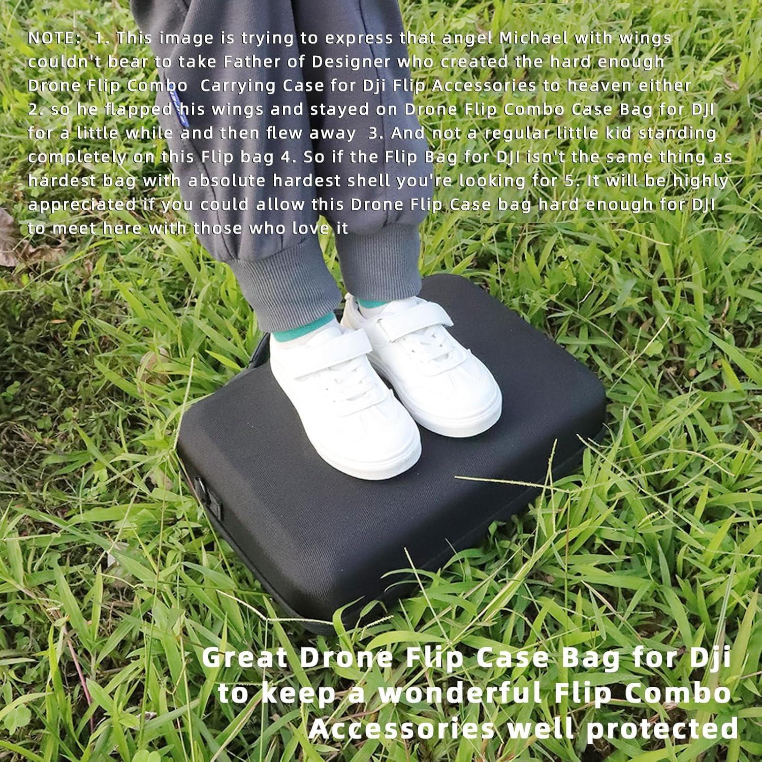 Father&I Drone Flip RC2 RCN3 Combo Accessories Only (Carry-ing) Protective Protector Case Carrier Box Hard Storage Bag Holder for DJI Flip Crossbody & Two Way Zipper, Black (NOT Silicone)