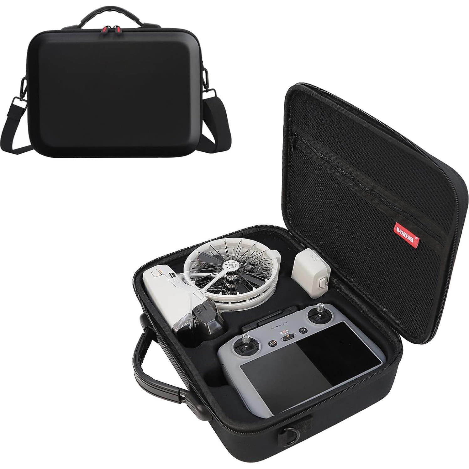 Father&I Drone Flip RC2 RCN3 Combo Accessories Only (Carry-ing) Protective Protector Case Carrier Box Hard Storage Bag Holder for DJI Flip Crossbody & Two Way Zipper, Black (NOT Silicone)