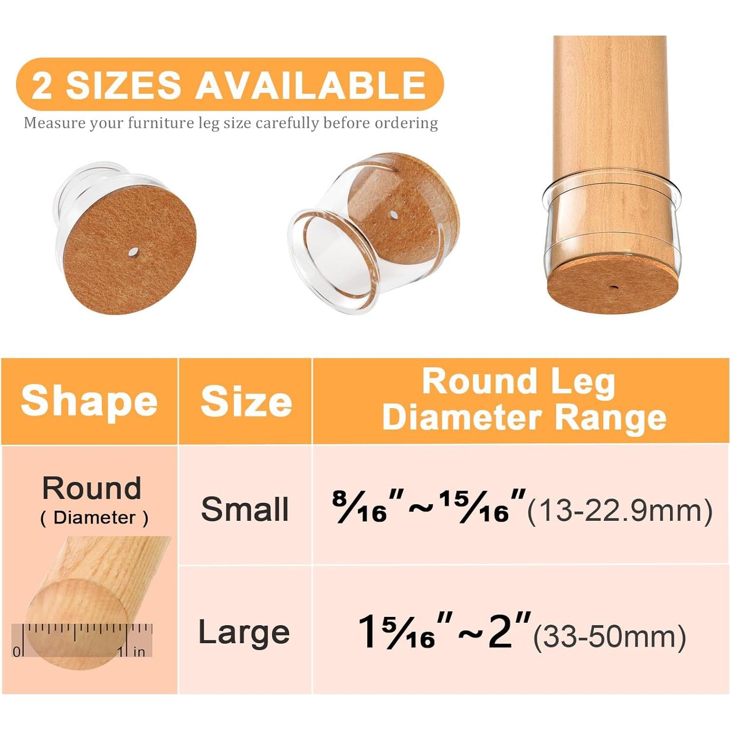 Protectores de Suelo RUSIDO para Patas de Silla Redondos 20 Pcs