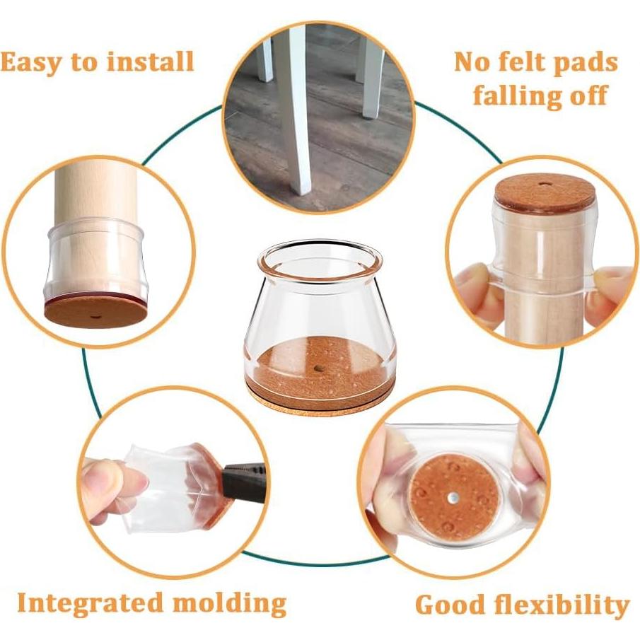 Protectores de Suelo RUSIDO para Patas de Silla Redondos 20 Pcs