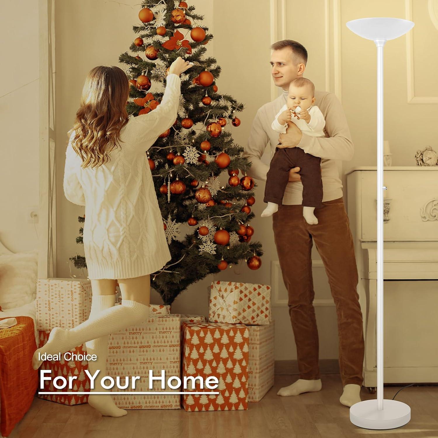 Lámpara de Pie LED Torchiere AUQUEE 30W 3600LM Blanca 71"