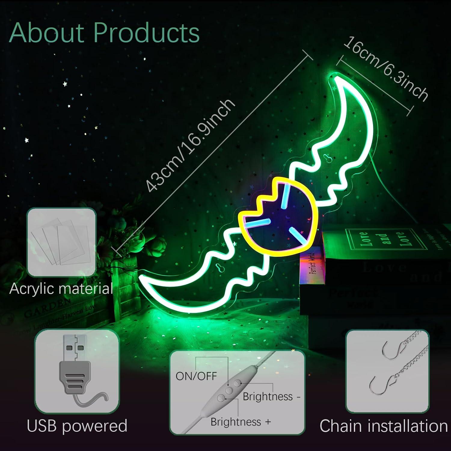 Letrero Neón Warglaive de Azzinoth NAIYISI 42.9x16 cm USB