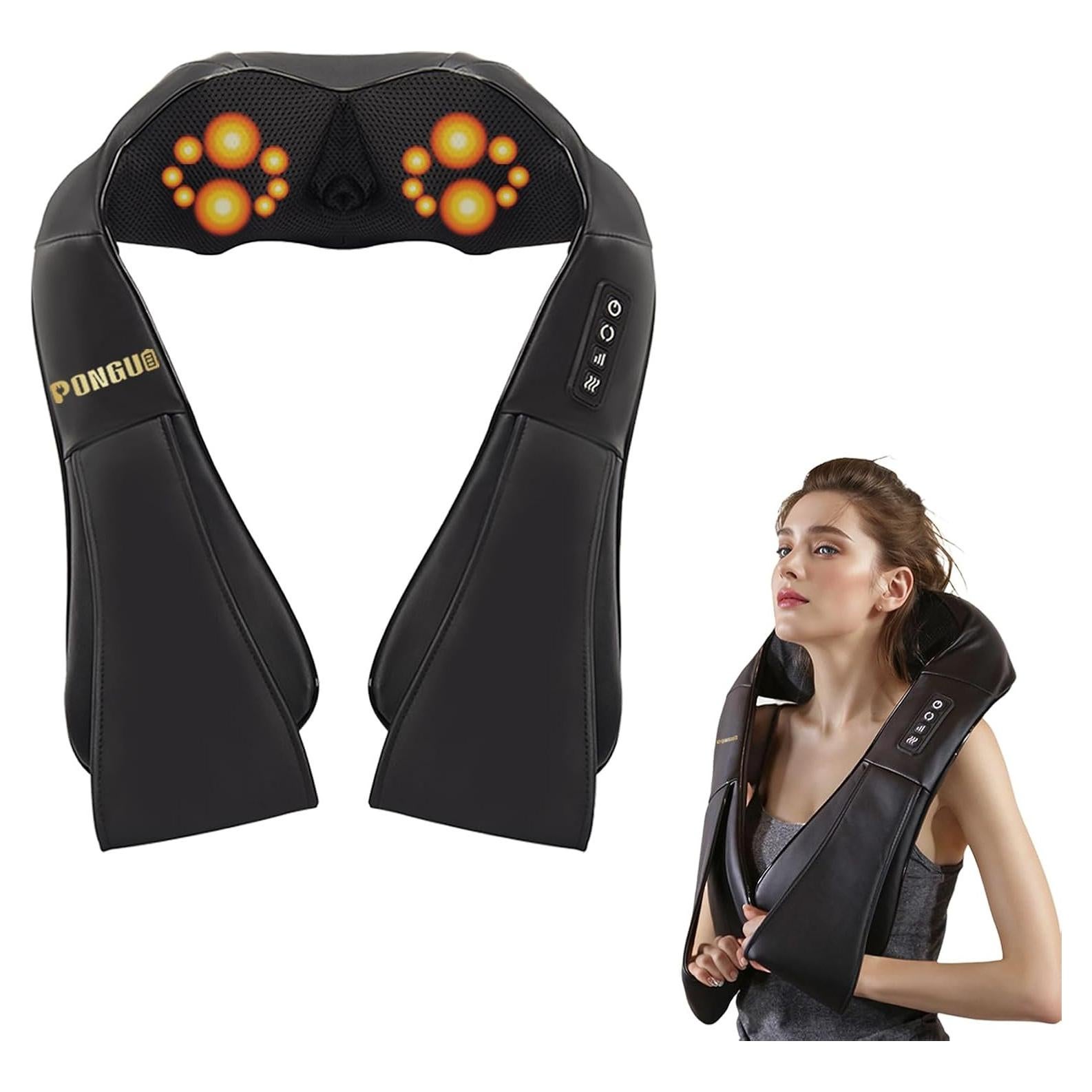 Masajeador de Espalda y Cuello PONGUI con Calor Shiatsu 16 Cabezas