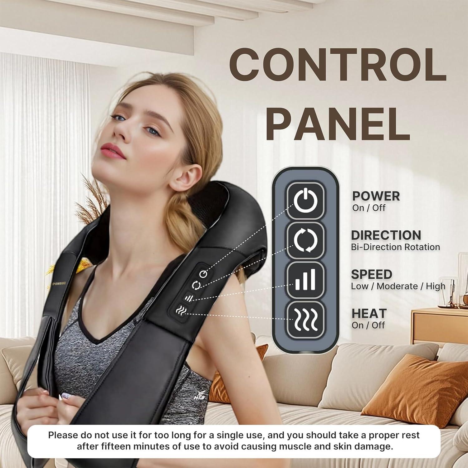 Masajeador de Espalda y Cuello PONGUI con Calor Shiatsu 16 Cabezas