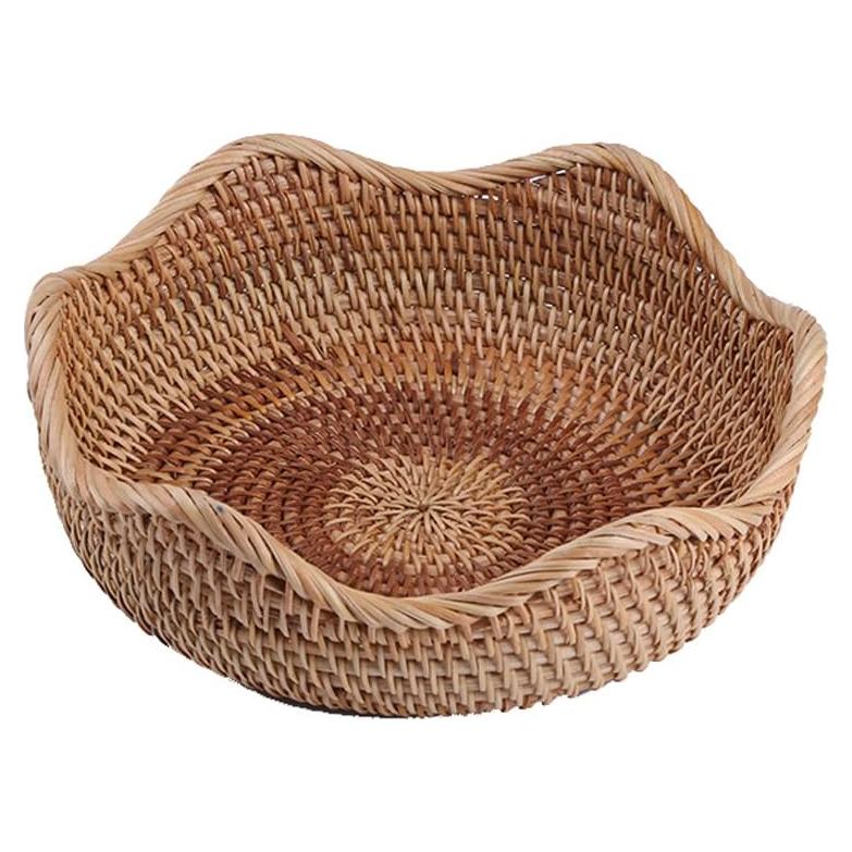 Cesta de Ratan Hecha a Mano Amololo 22 cm Redonda Decorativa