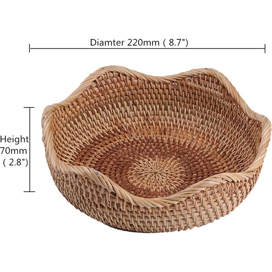 Cesta de Ratan Hecha a Mano Amololo 22 cm Redonda Decorativa