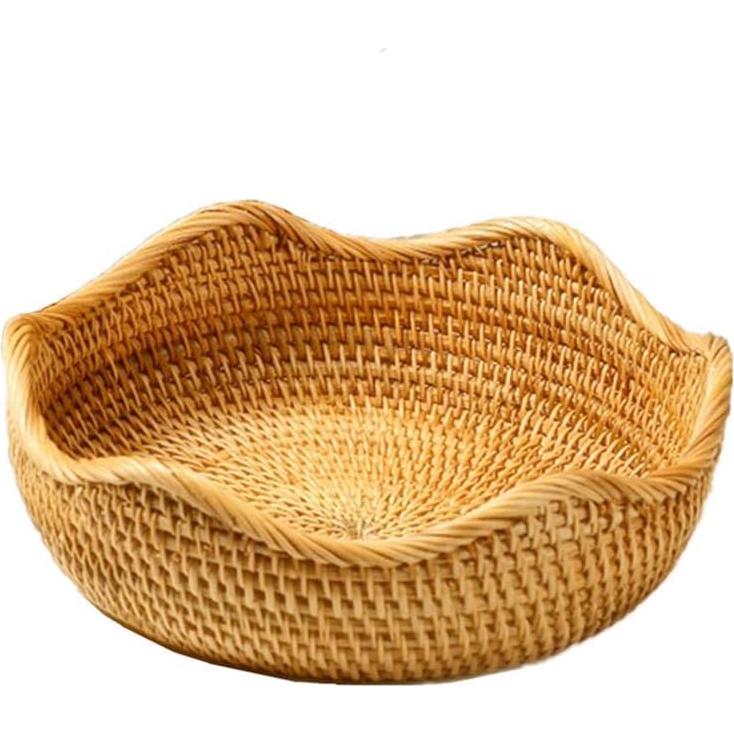 Cesta de Ratan Hecha a Mano Amololo 22 cm Redonda Decorativa
