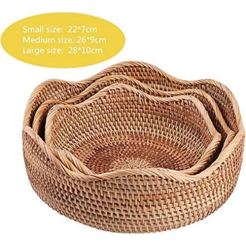 Cesta de Ratan Hecha a Mano Amololo 22 cm Redonda Decorativa