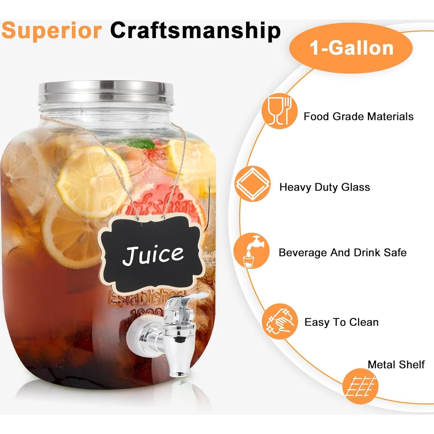 Dispensador de Bebidas de Vidrio MR.KIANGCI 3.78L con Infusor