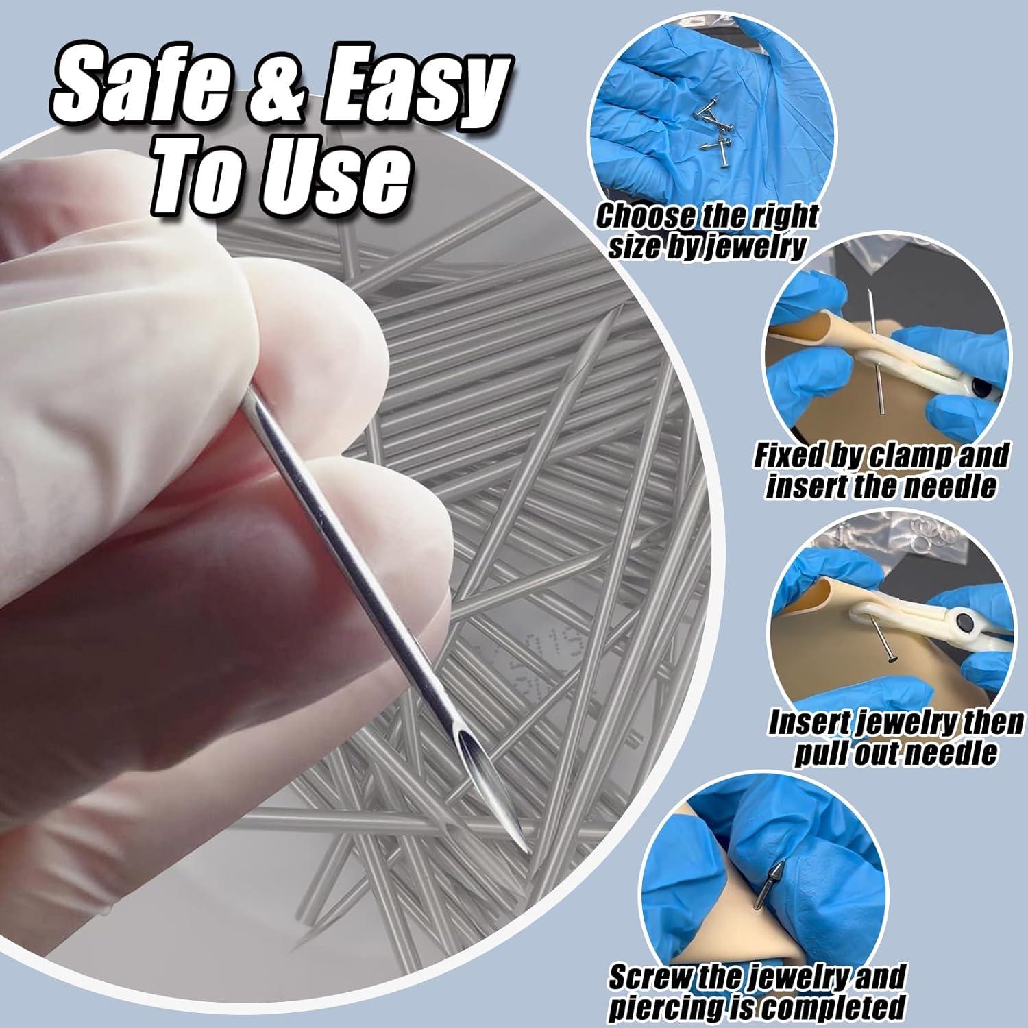 Agujas de Perforación 12G YONGDA - 50pcs Acero Inoxidable 316L