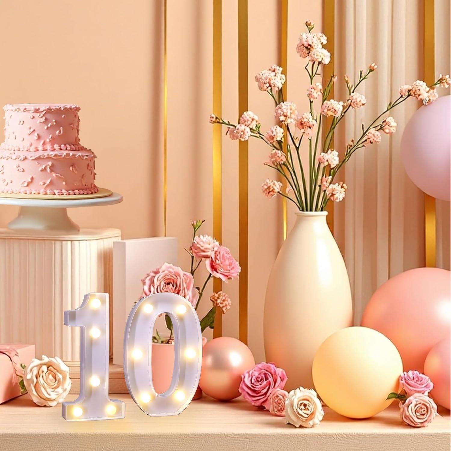 Letras Iluminadas LED TEHIBIEN para Cumpleaños 10 Años