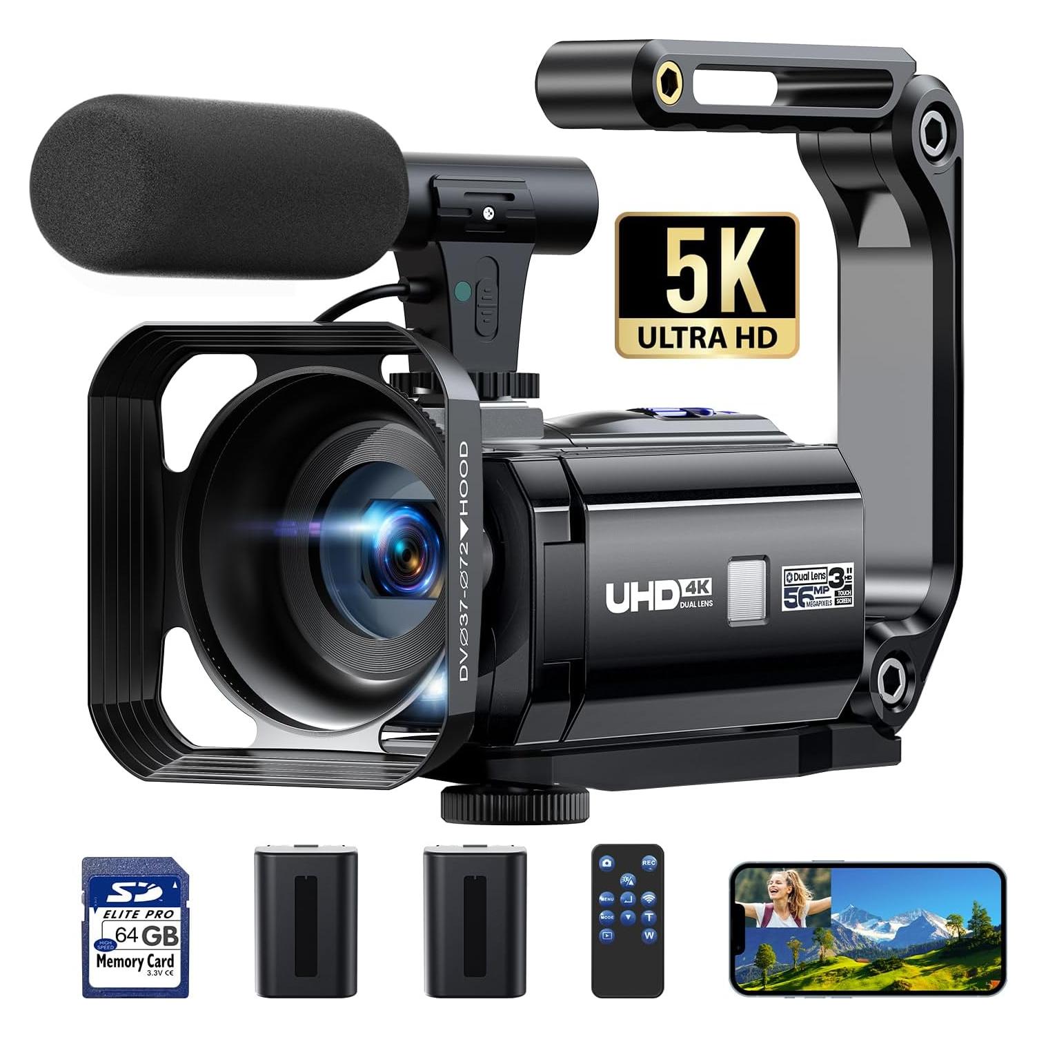 Cámara de Video FIREFOTO 5K 56MP Doble Lente con WiFi