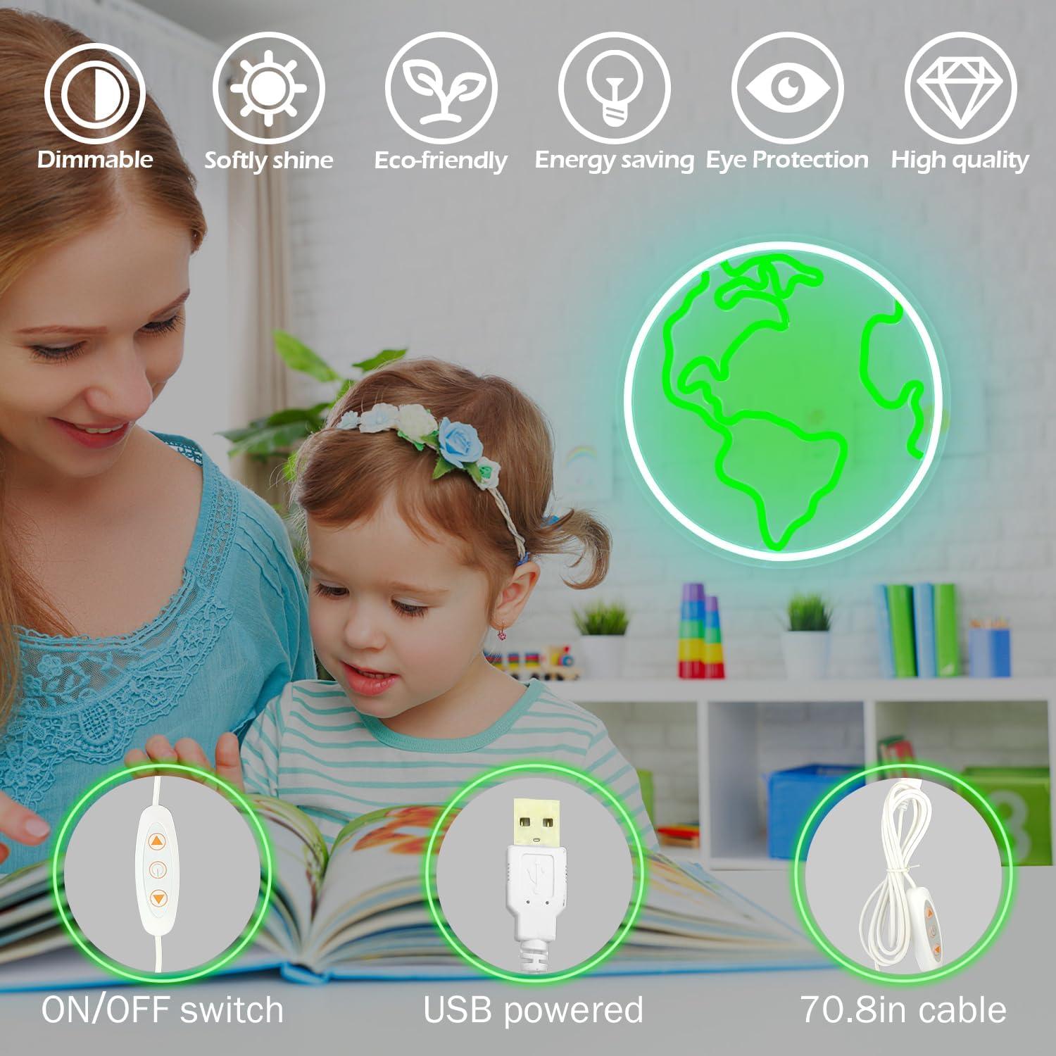 Cartel Neón Tierra Ajoyferris LED Decoración Aula 0.5kg