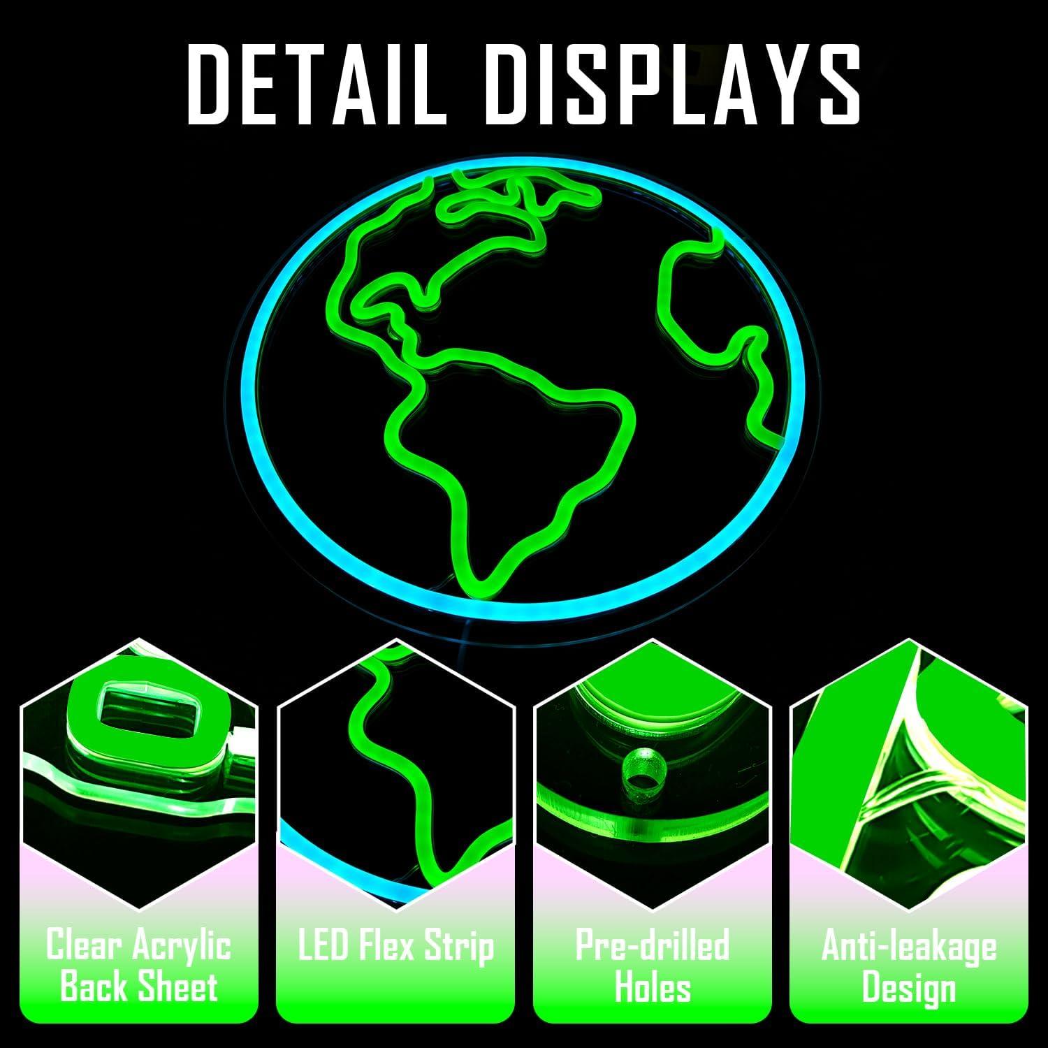 Cartel Neón Tierra Ajoyferris LED Decoración Aula 0.5kg