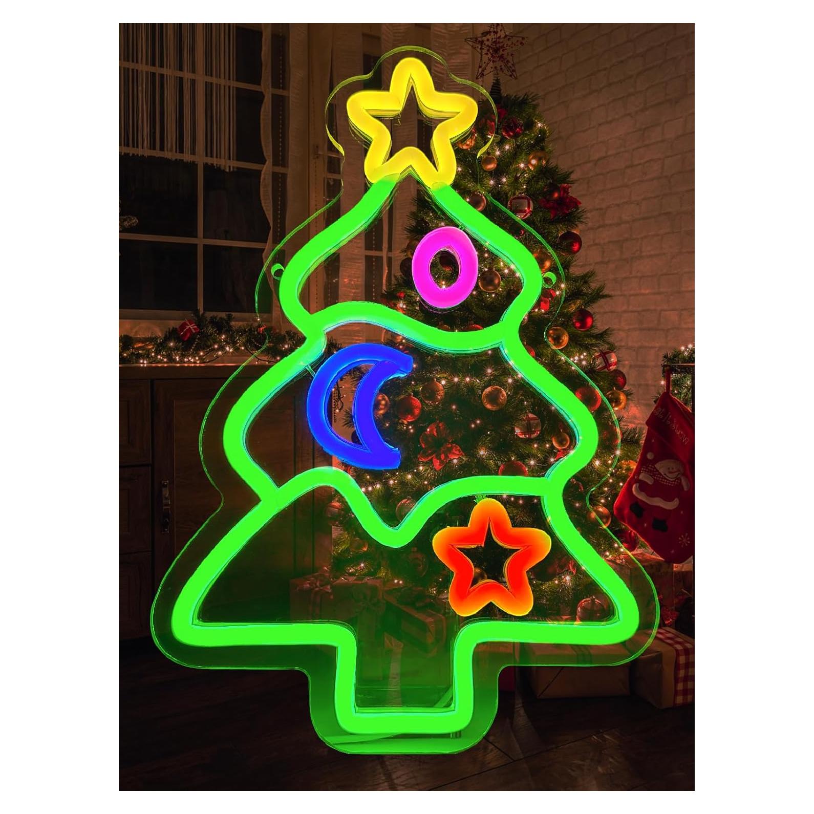 Luz de Neón LED Árbol de Navidad Pedaiah 32.3x22 cm USB