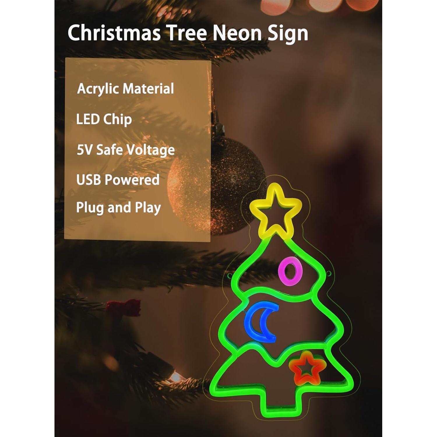 Luz de Neón LED Árbol de Navidad Pedaiah 32.3x22 cm USB