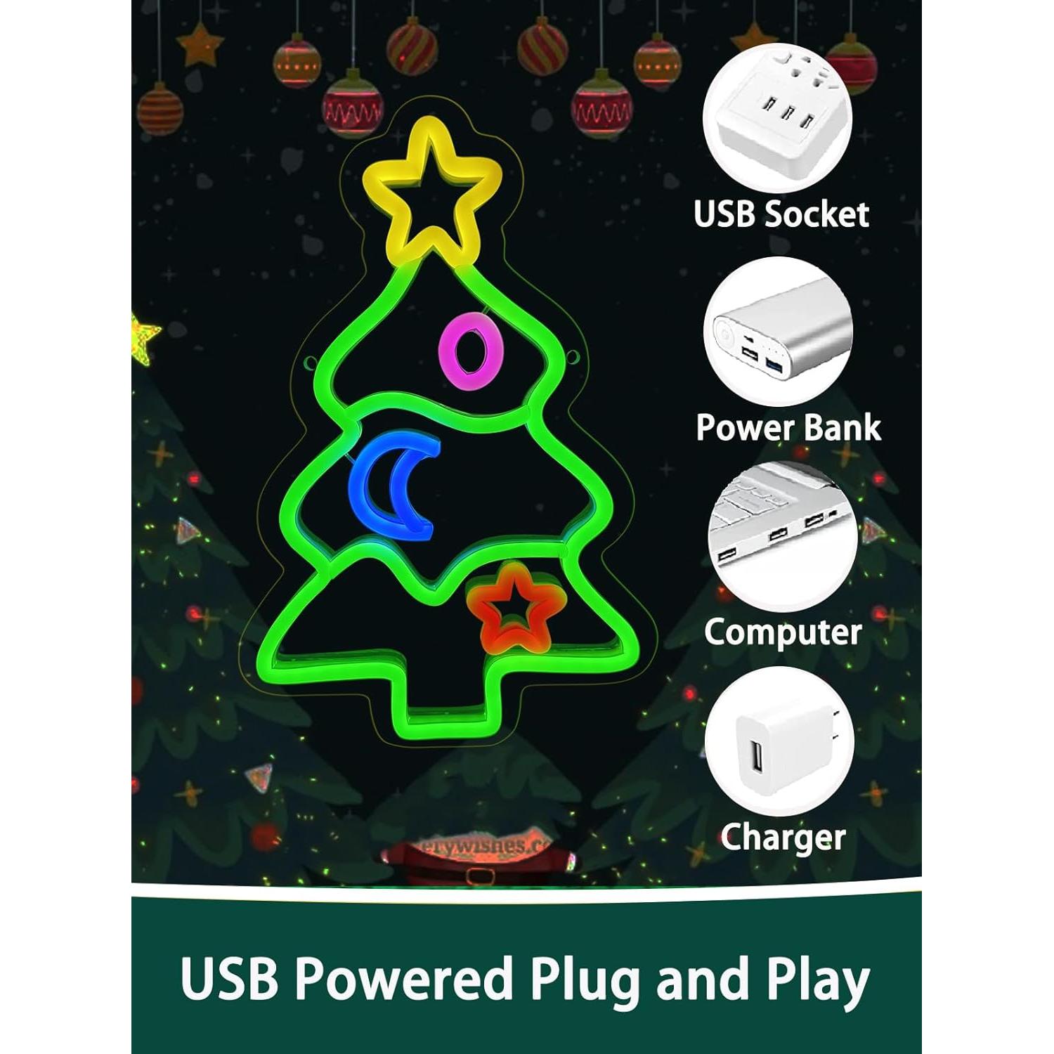 Luz de Neón LED Árbol de Navidad Pedaiah 32.3x22 cm USB