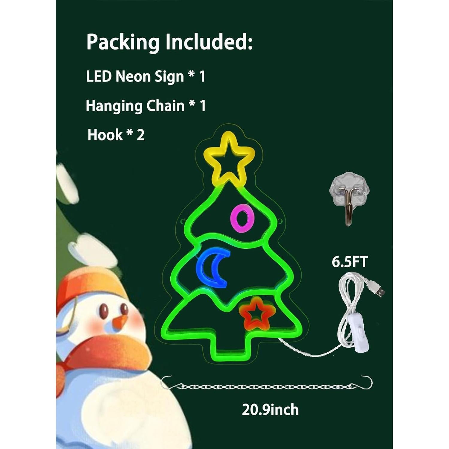 Luz de Neón LED Árbol de Navidad Pedaiah 32.3x22 cm USB
