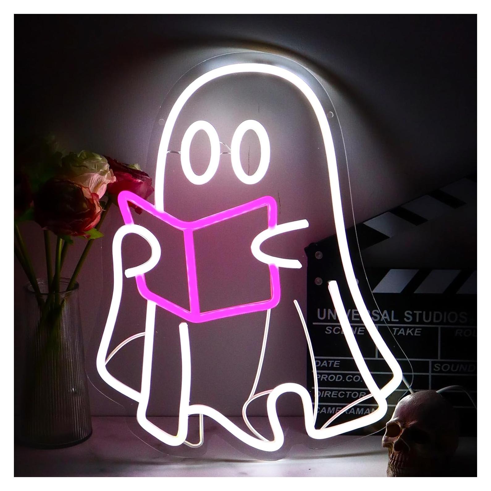 Lámpara de lectura neón Jesalah fantasma 40x32 cm USB