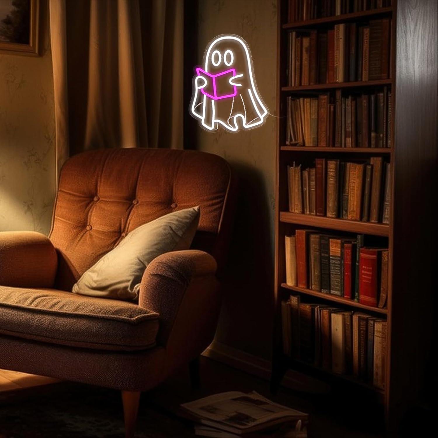 Lámpara de lectura neón Jesalah fantasma 40x32 cm USB