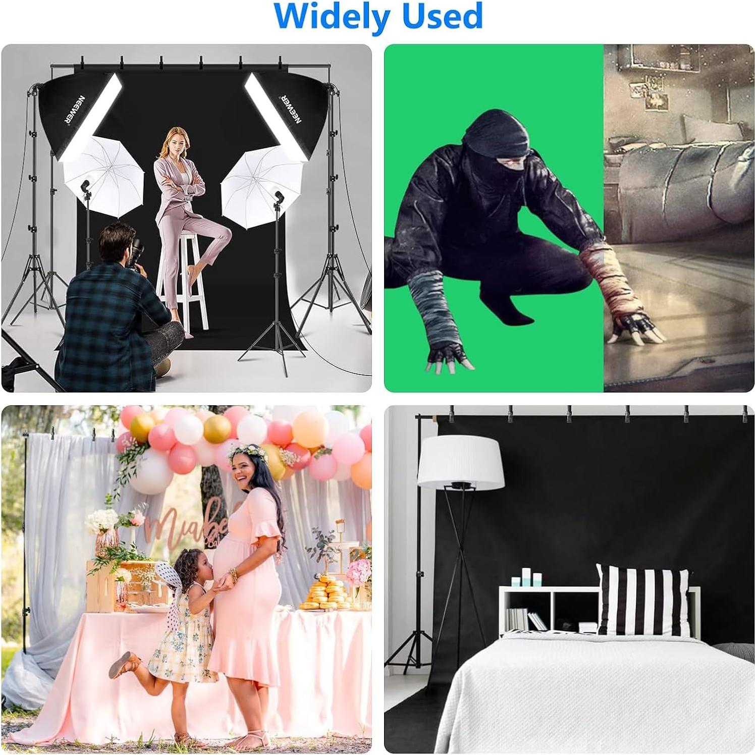 Kit de Iluminación Fotográfica NEEWER NK100 con Fondos y Soportes