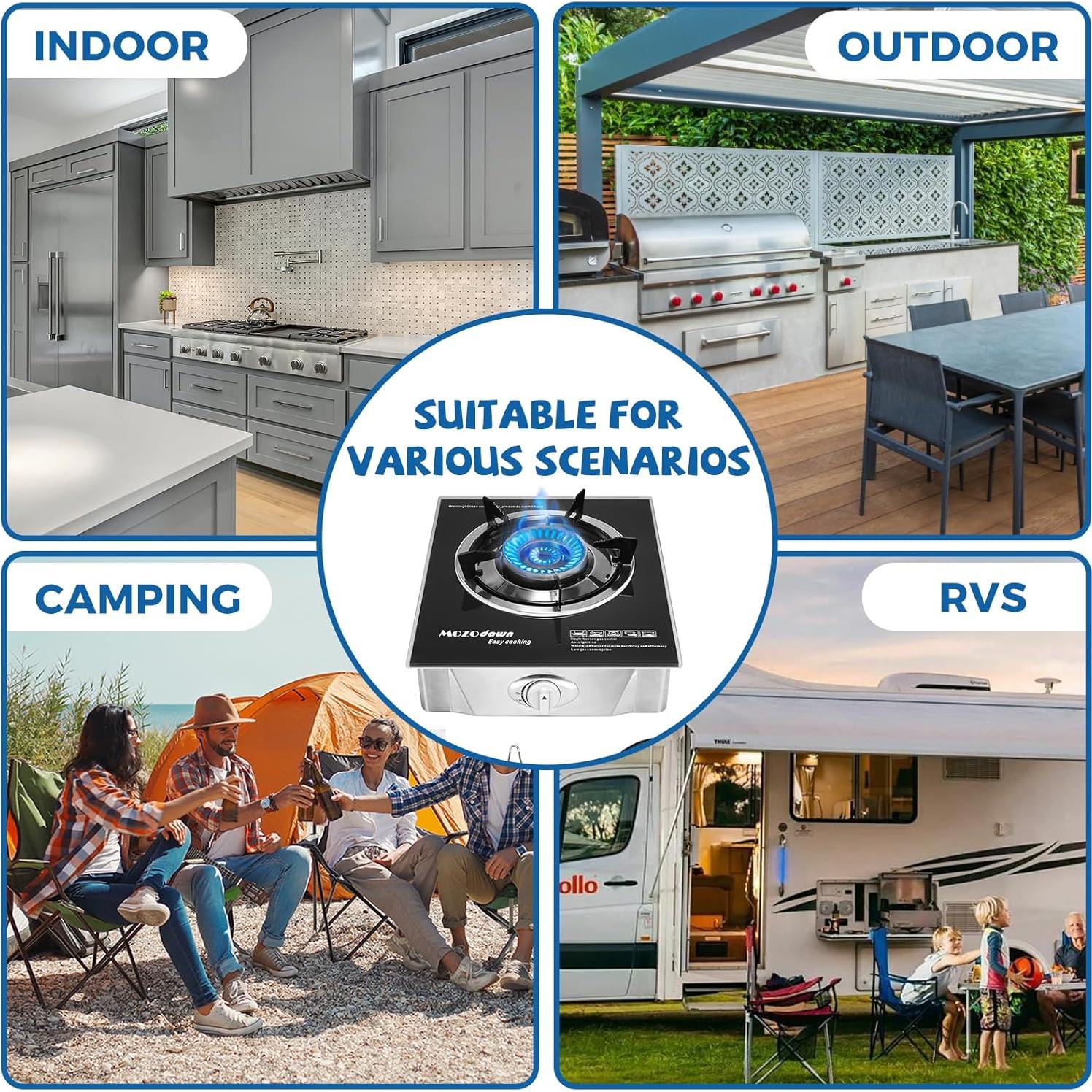 Estufa de Propano Portátil MOZODAWN 15000 BTU con Manguera