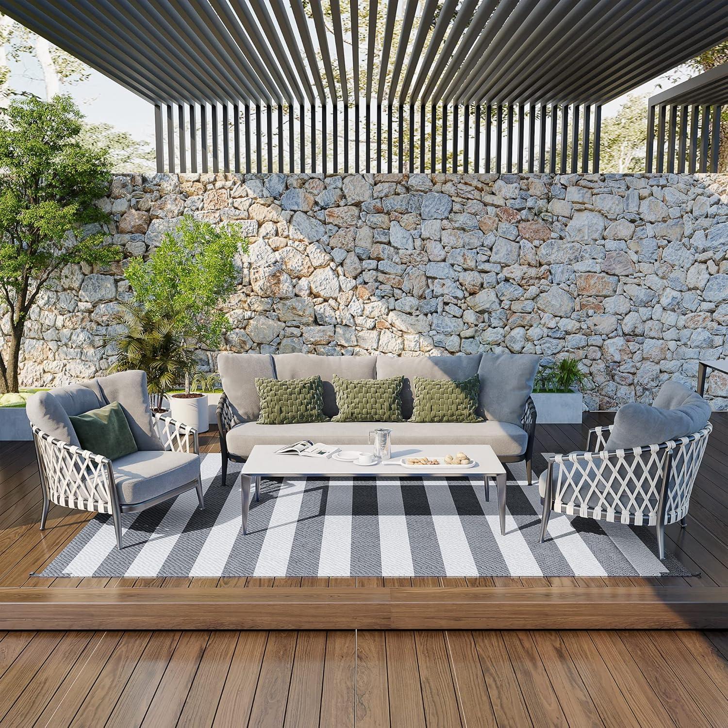 Alfombra Exterior Reversible Outsunny 2.74x3.66m Impermeable