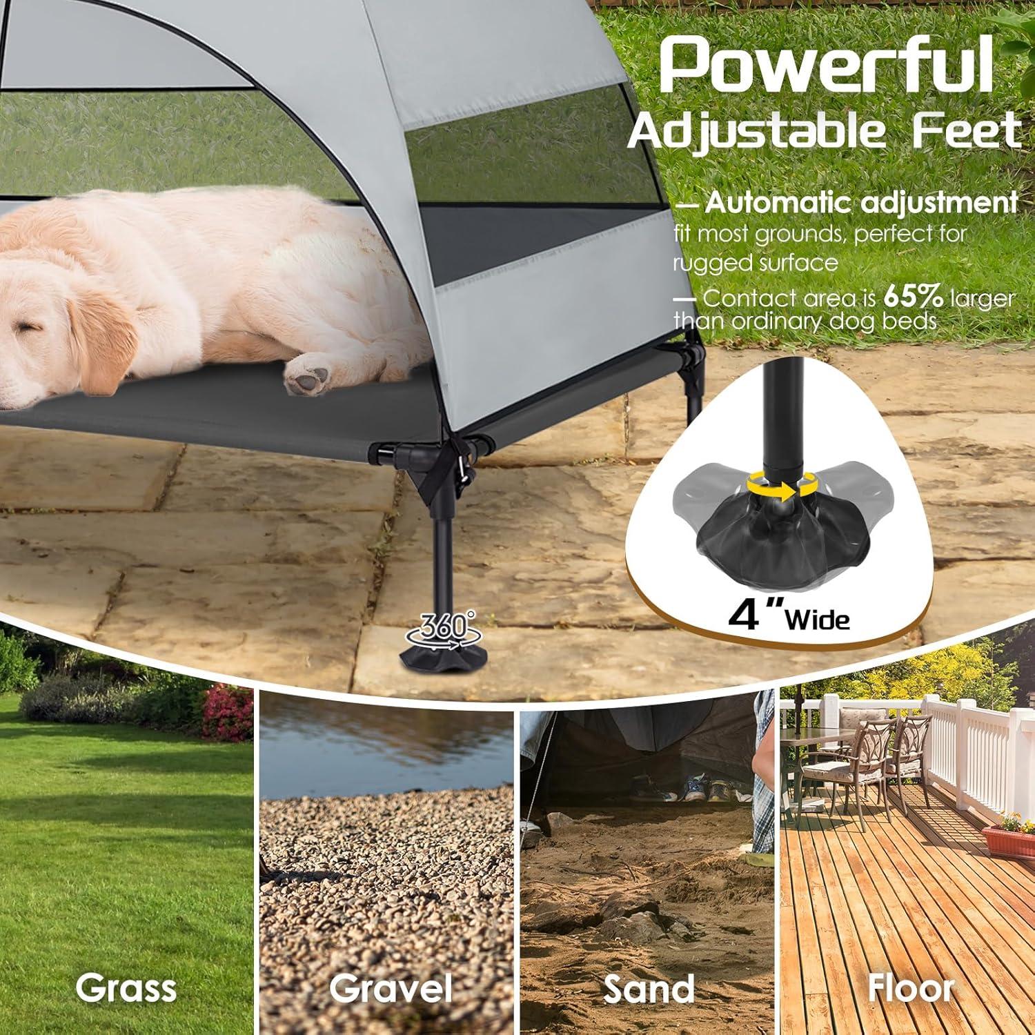 Cama Elevada para Perros CJYMMFAN con Dosel Impermeable 106.68x76.2cm
