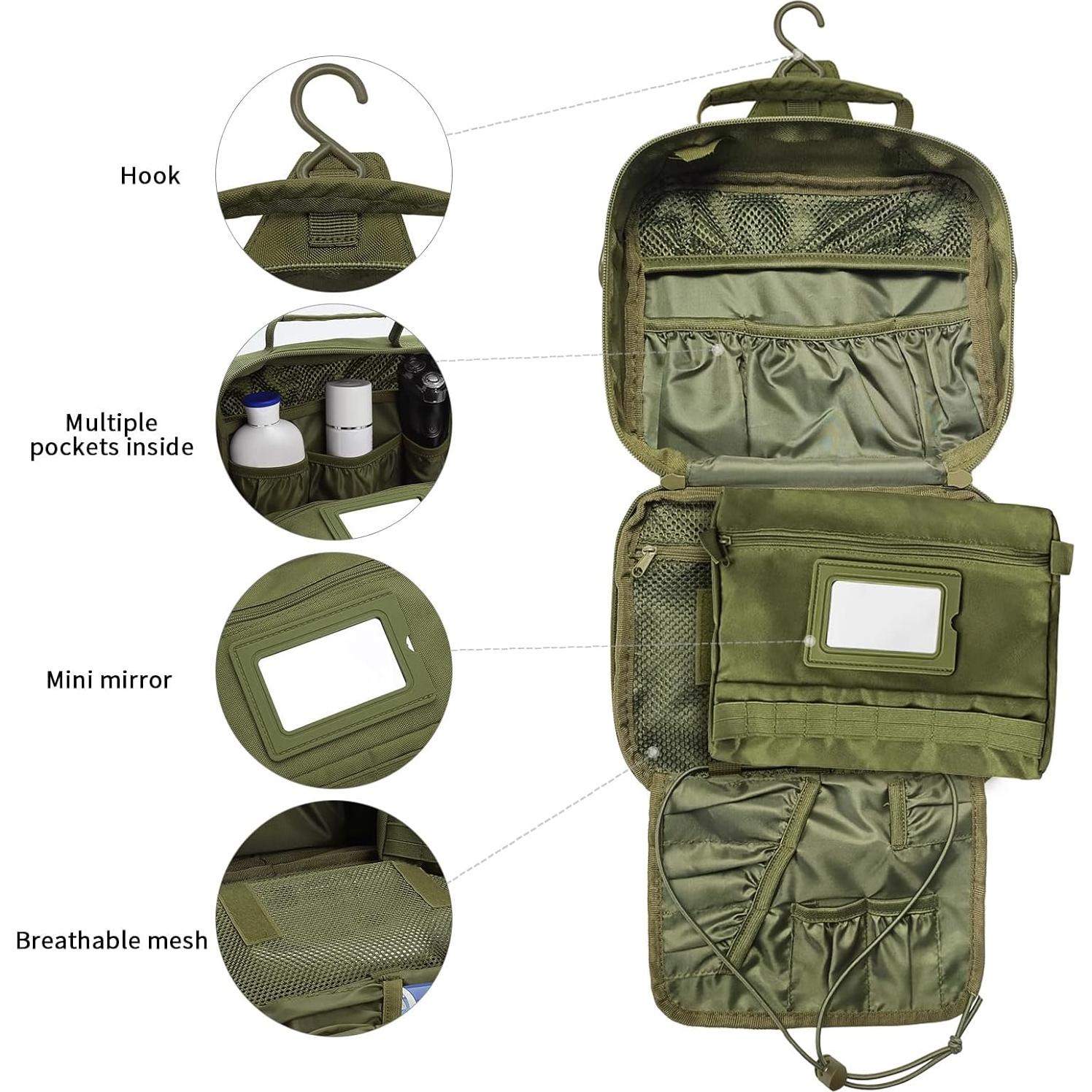 Bolsa de Aseo Táctica SUNRISING Verde Militar - Kit de Viaje
