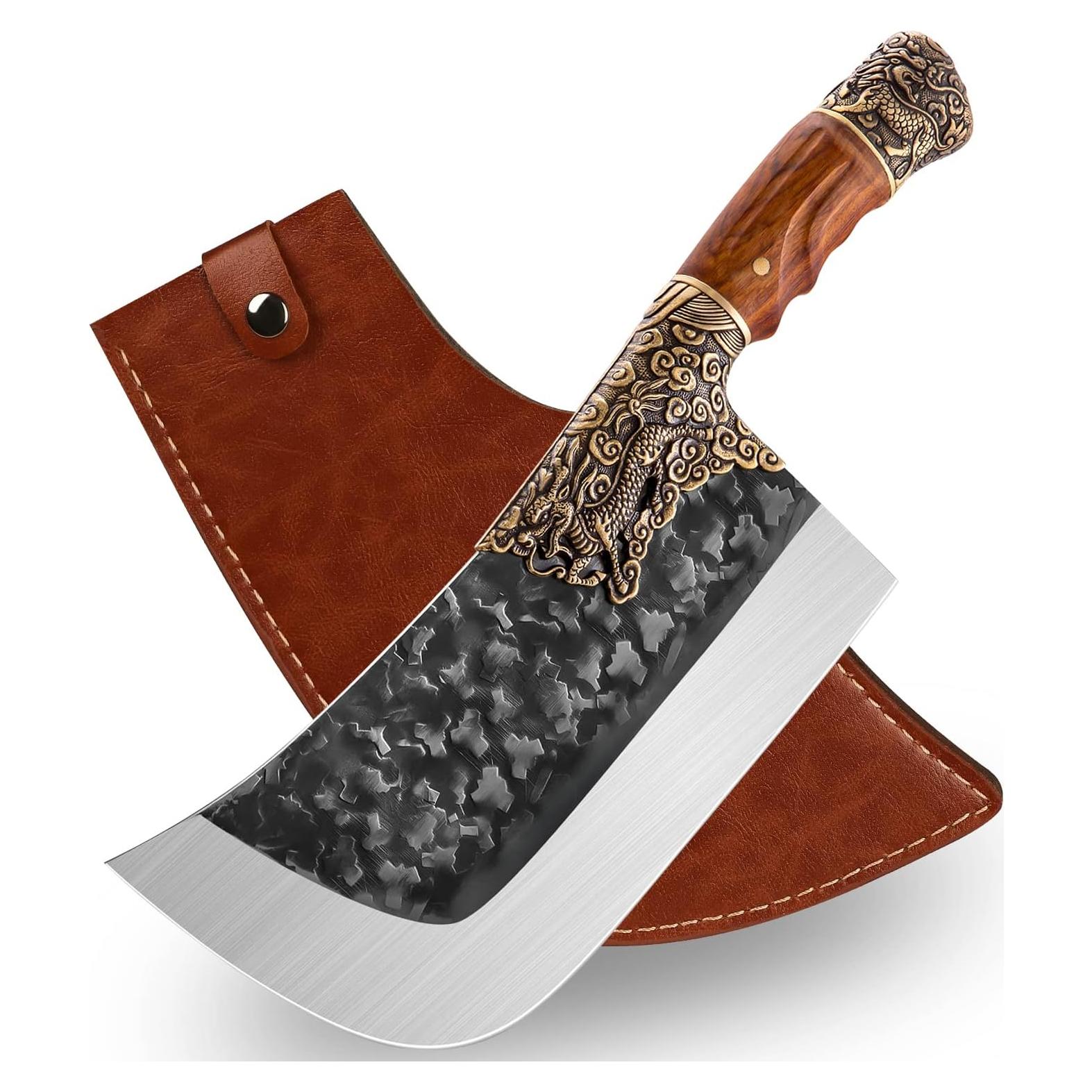 Cuchillo de Carnicero Purple Dragon 34cm Acero Alto Carbono