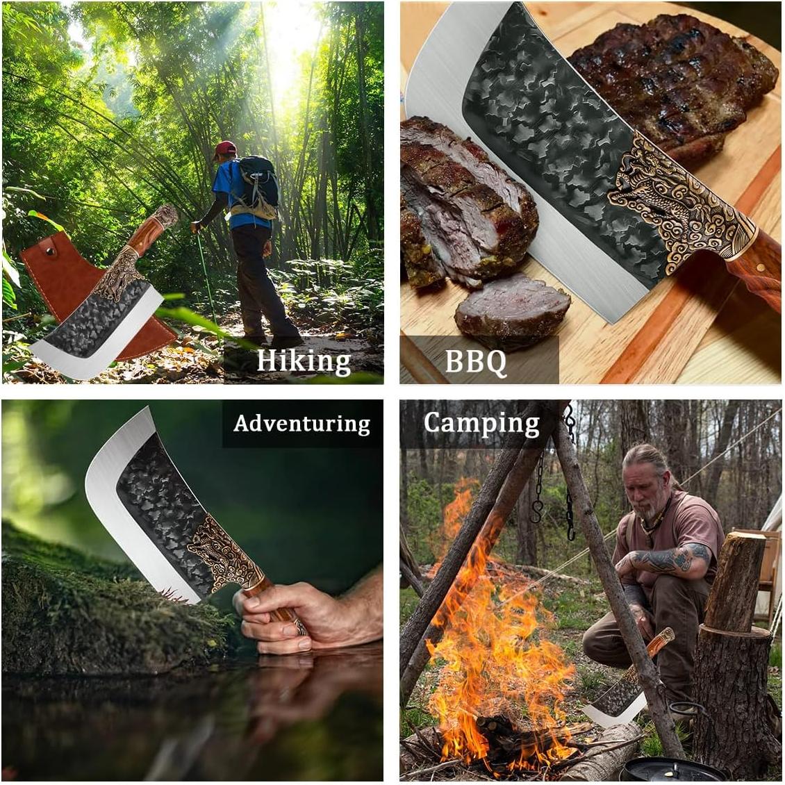 Cuchillo de Carnicero Purple Dragon 34cm Acero Alto Carbono