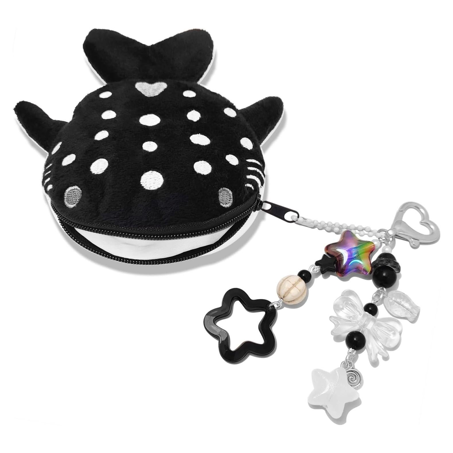 Llavero Monedero Tiburón Ballena Kawaii Negro - Peluche Suave