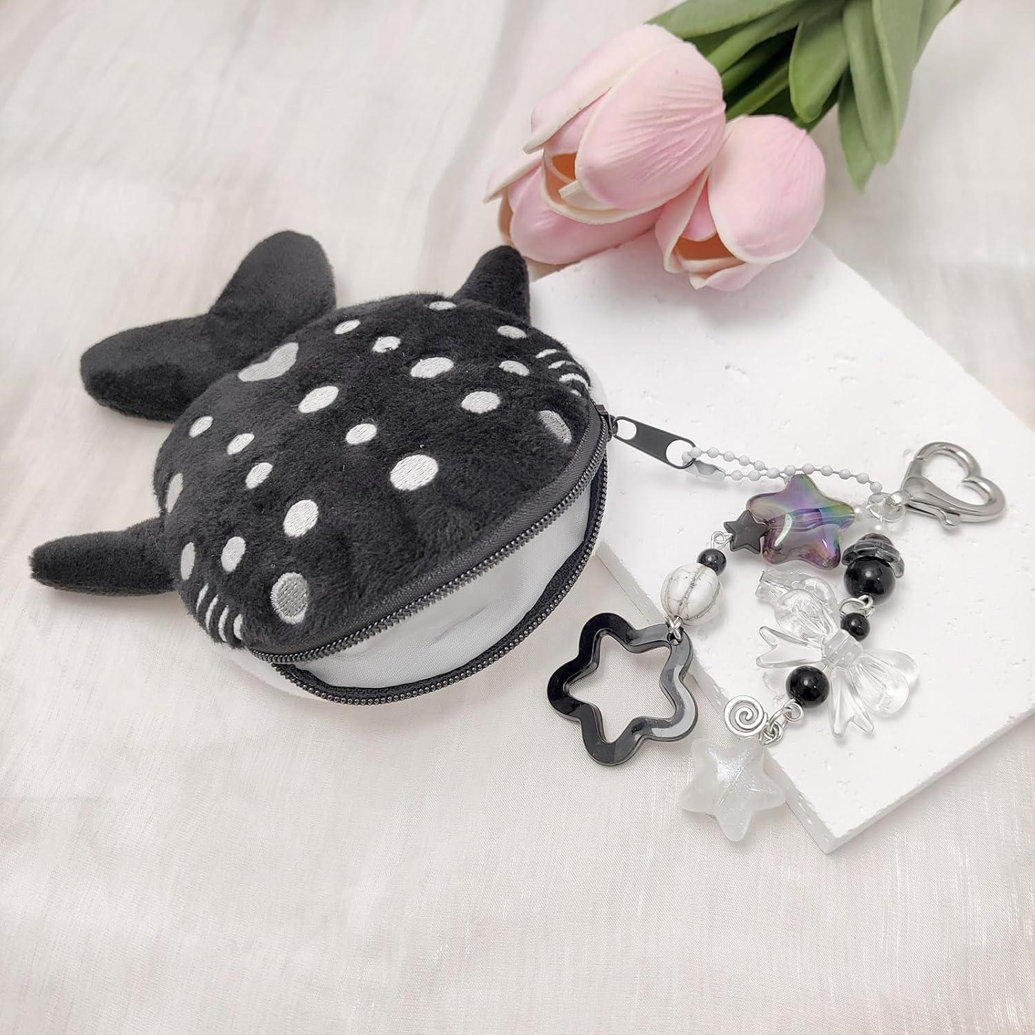 Llavero Monedero Tiburón Ballena Kawaii Negro - Peluche Suave