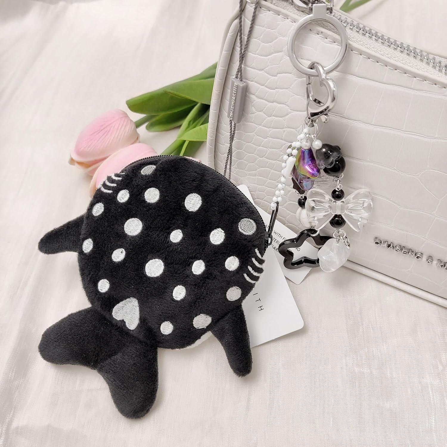 Llavero Monedero Tiburón Ballena Kawaii Negro - Peluche Suave