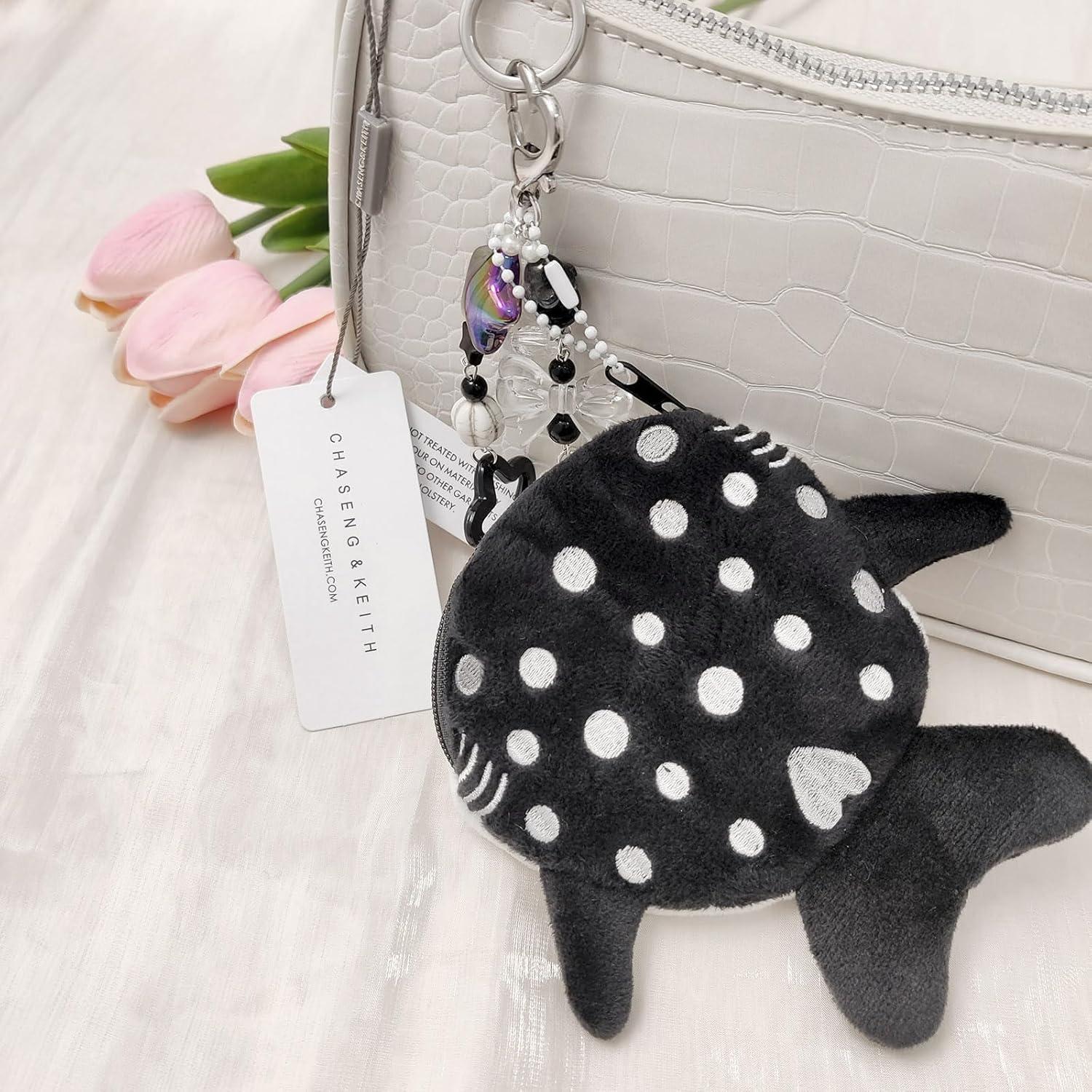 Llavero Monedero Tiburón Ballena Kawaii Negro - Peluche Suave