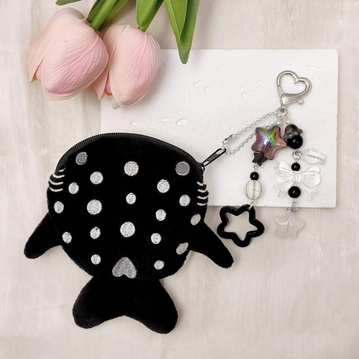 Llavero Monedero Tiburón Ballena Kawaii Negro - Peluche Suave