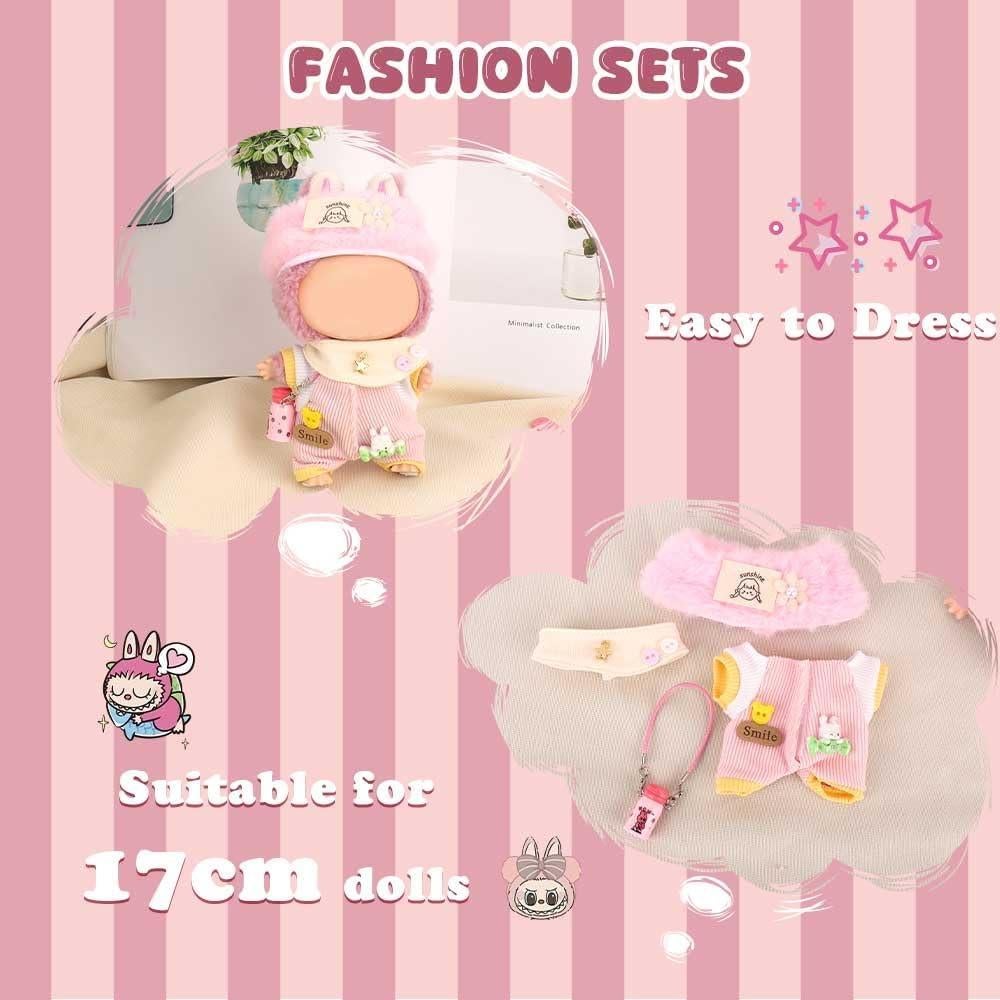 Conjunto de Ropa para Muñeca WALLFID 17cm 4 Piezas Rosa