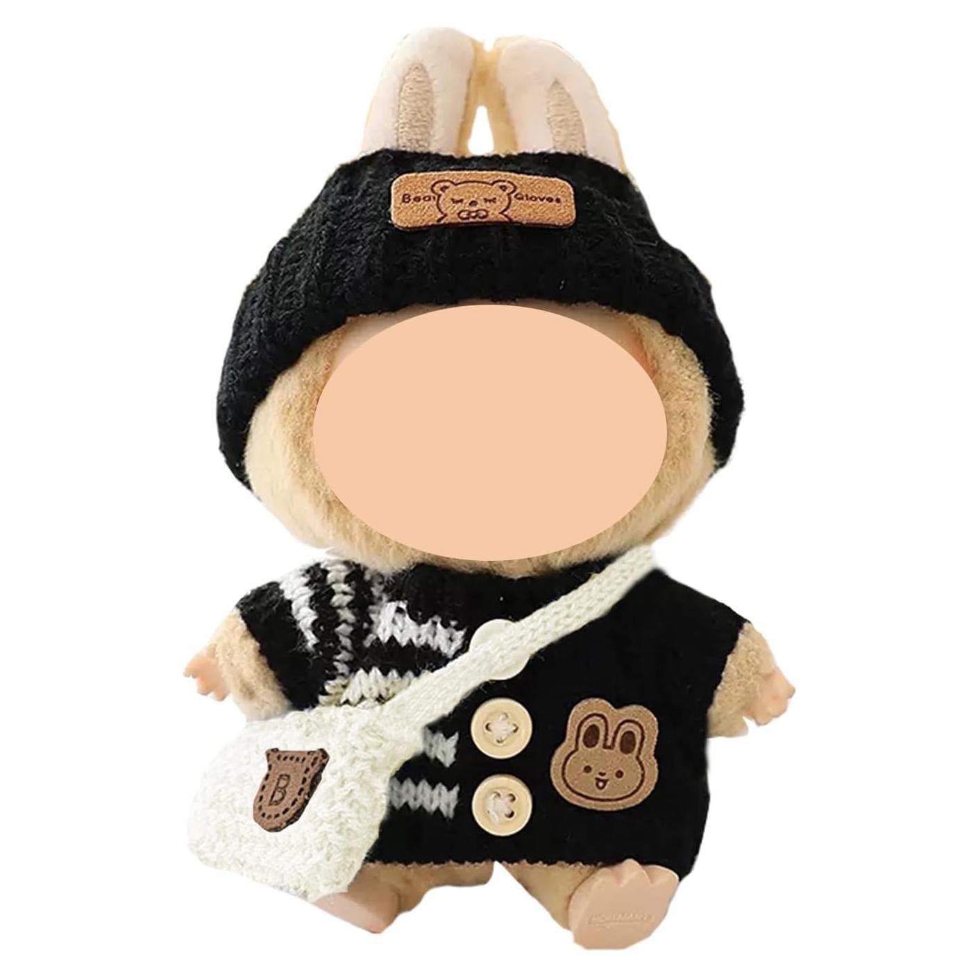 Conjunto de Ropa para Muñecas 15-17cm Lana Accesorios Negro