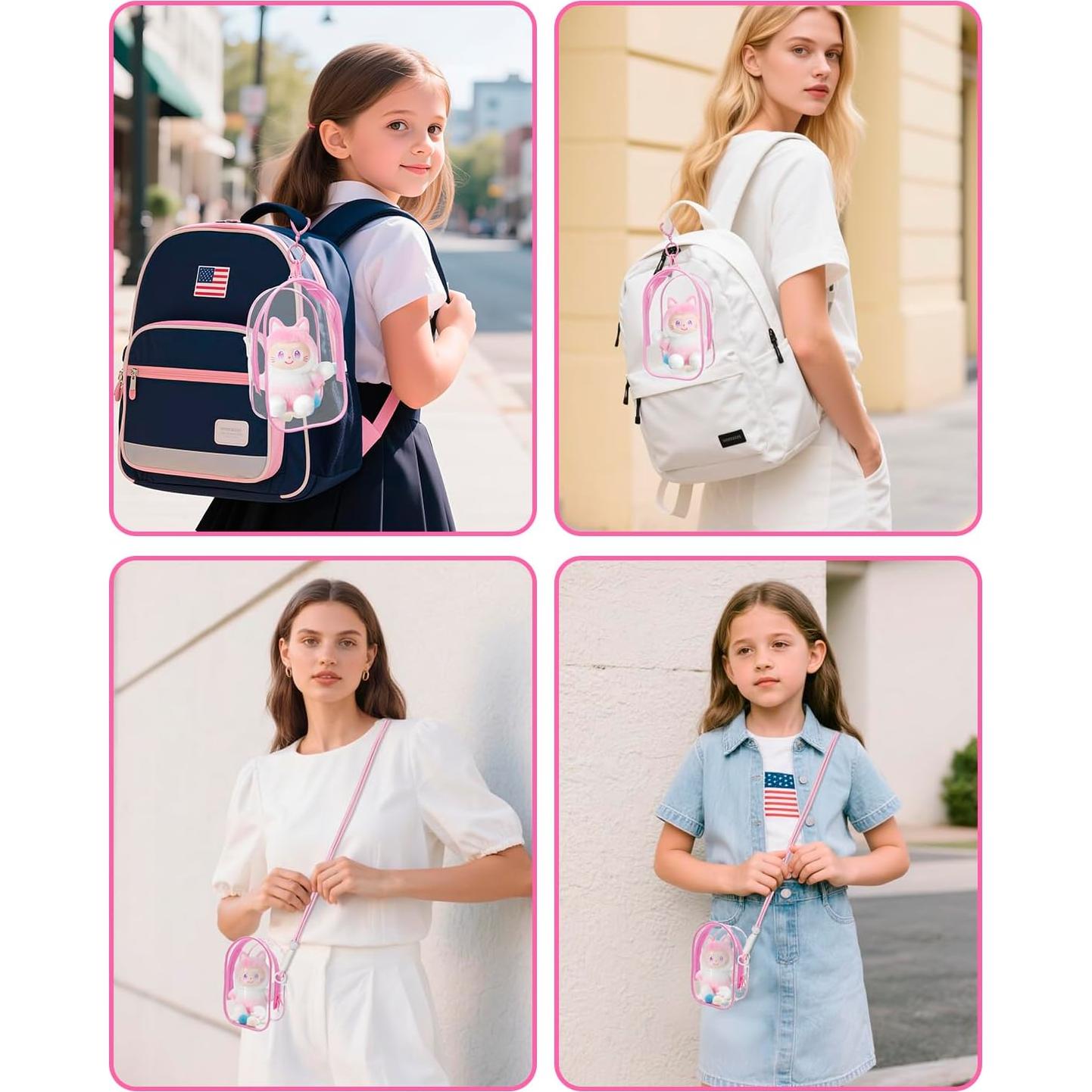 Bolsa de Exhibición Transparente Piemow para Muñecas Rosa 17x11 cm