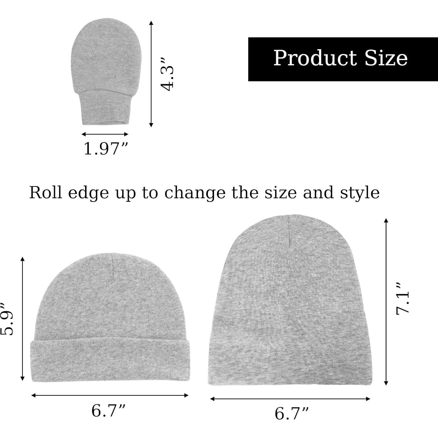 Conjunto Gorro y Manoplas Bebé Algodón Suave Azul 0-6 Meses