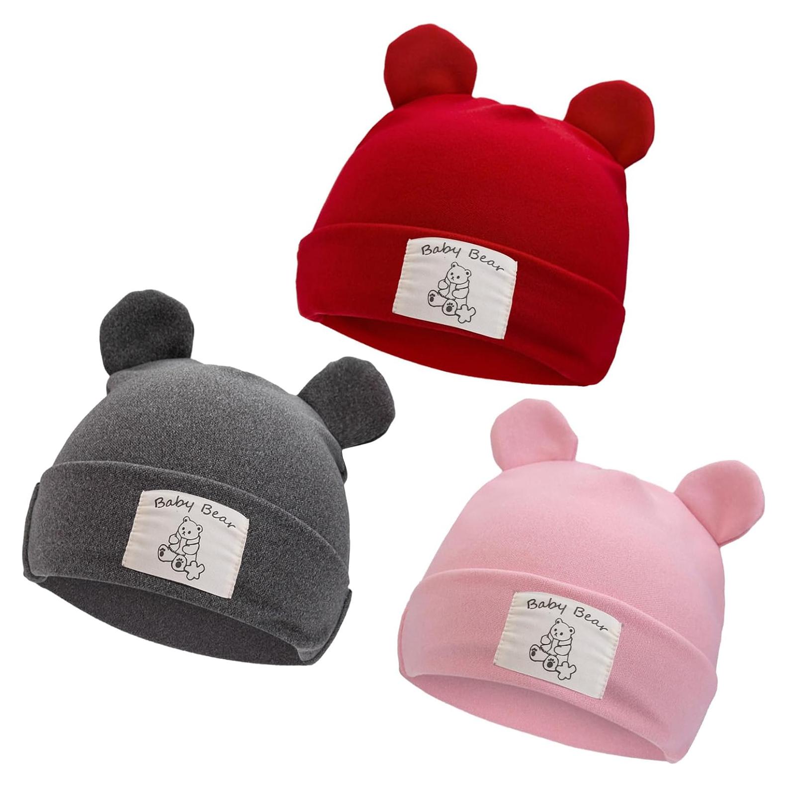 Gorro de Oso KIDOCHEESE para Bebé Niña - 3 Colores Suaves