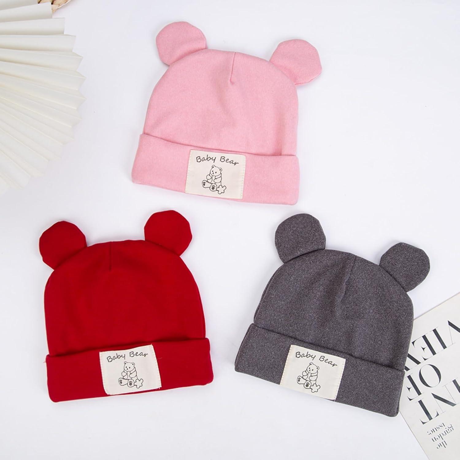 Gorro de Oso KIDOCHEESE para Bebé Niña - 3 Colores Suaves