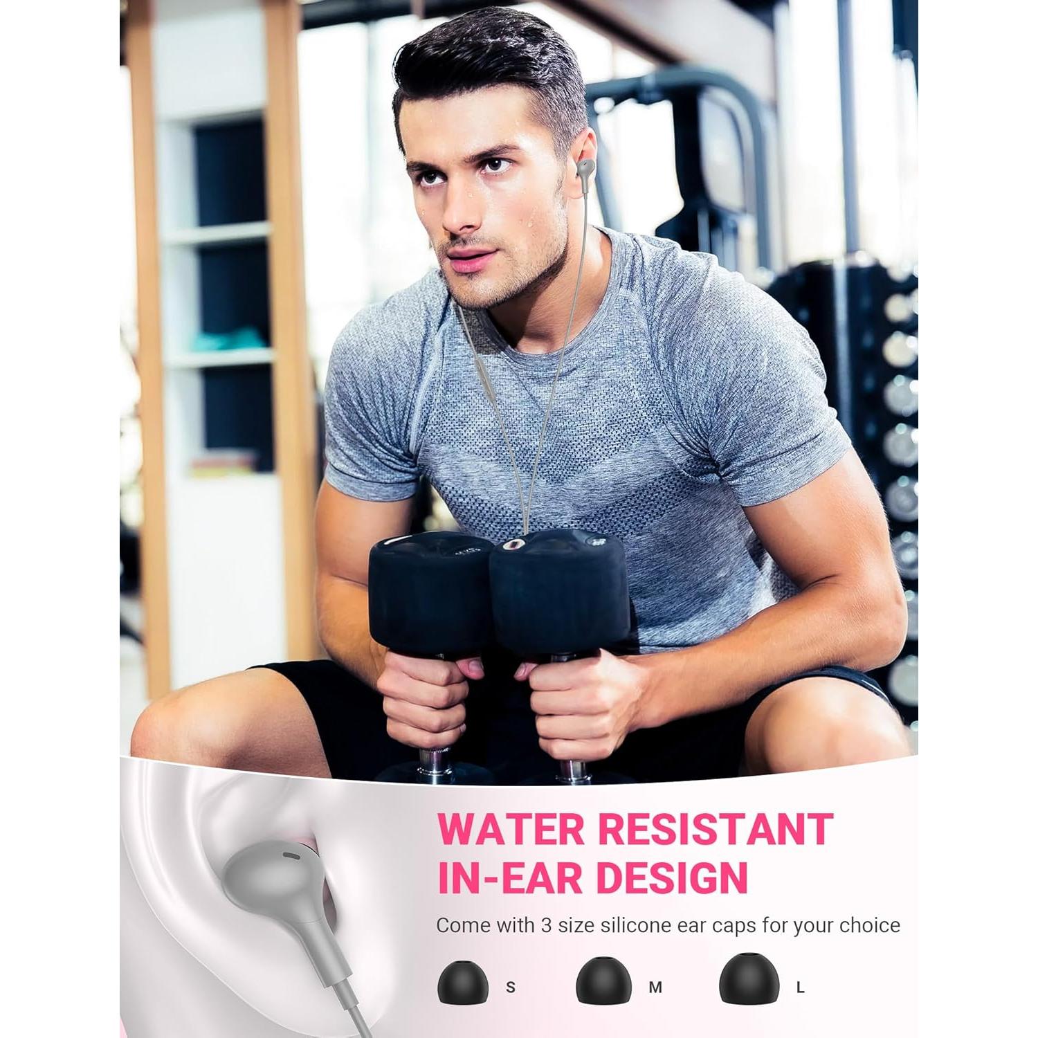 Auriculares USB C con micrófono TOPAUX Gris Rosa - Intrauditivos