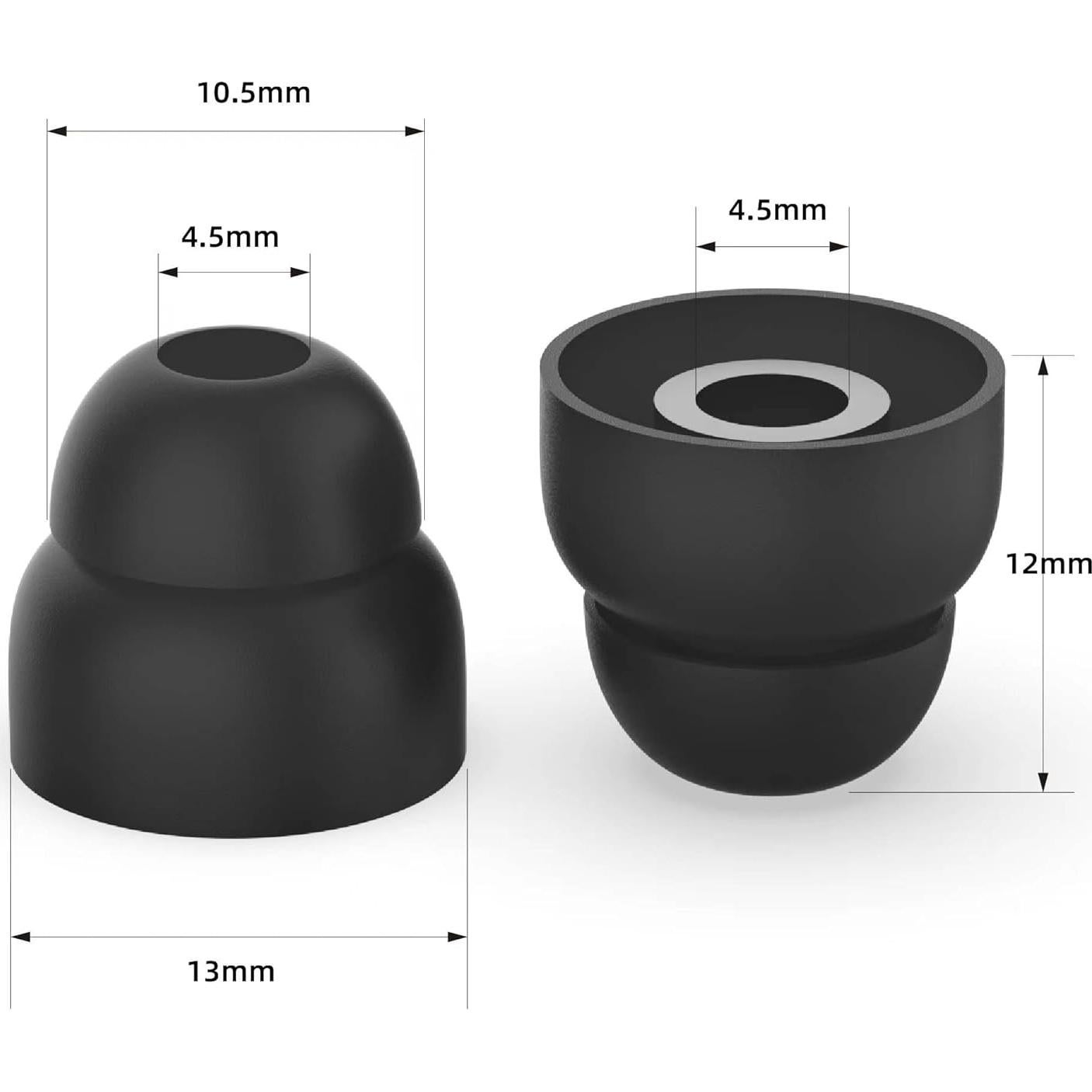 5 Pares de Puntas de Silicona Negras Doble Flange JustEarbuds