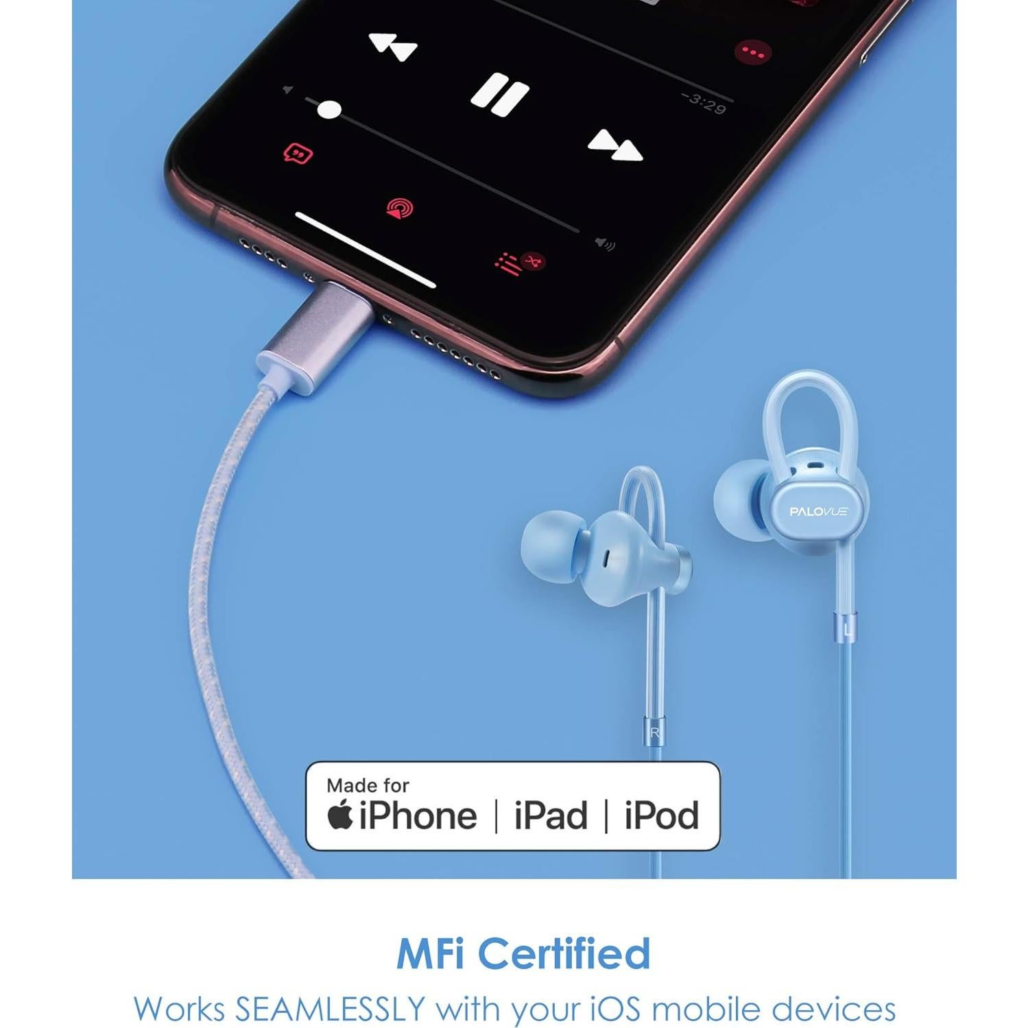 Auriculares Lightning PALOVUE NeoFlow Color Azul MFi