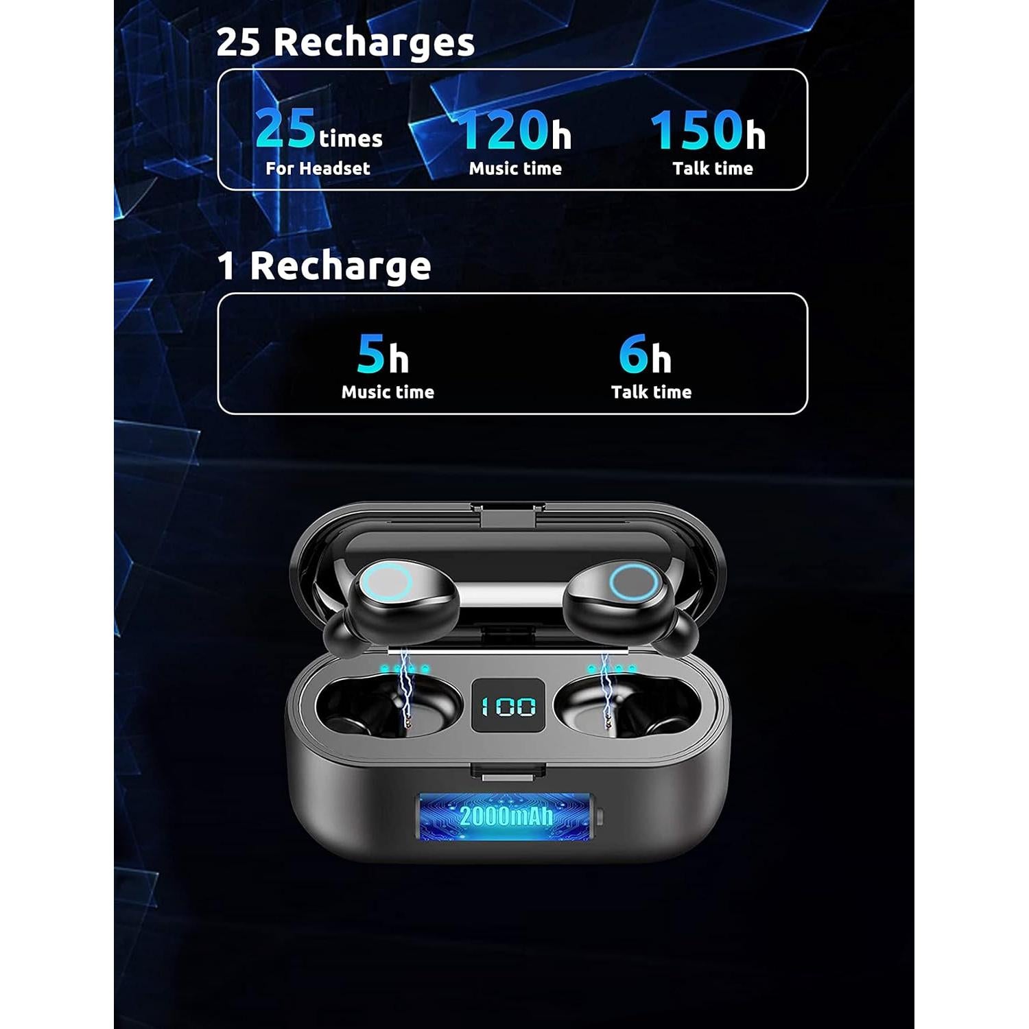 Auriculares Inalámbricos Bluetooth 5.3 Volt Plus F9 IPX7 8D Bass