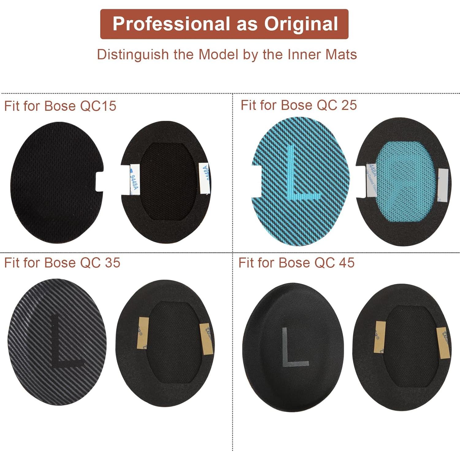 Almohadillas de Repuesto Earrock para Bose QC25 QC35 QC45 - Espuma de Memoria Marrón