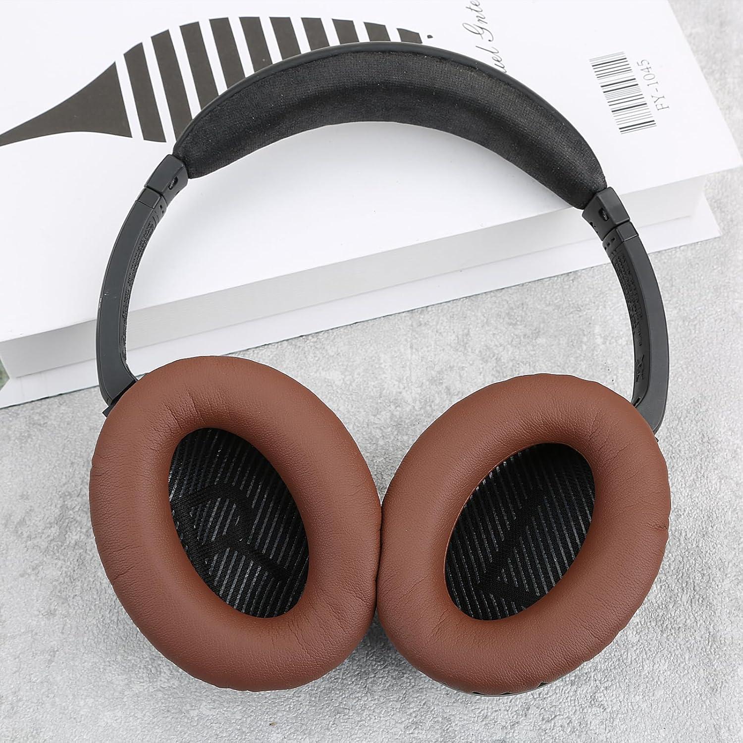 Almohadillas de Repuesto Earrock para Bose QC25 QC35 QC45 - Espuma de Memoria Marrón