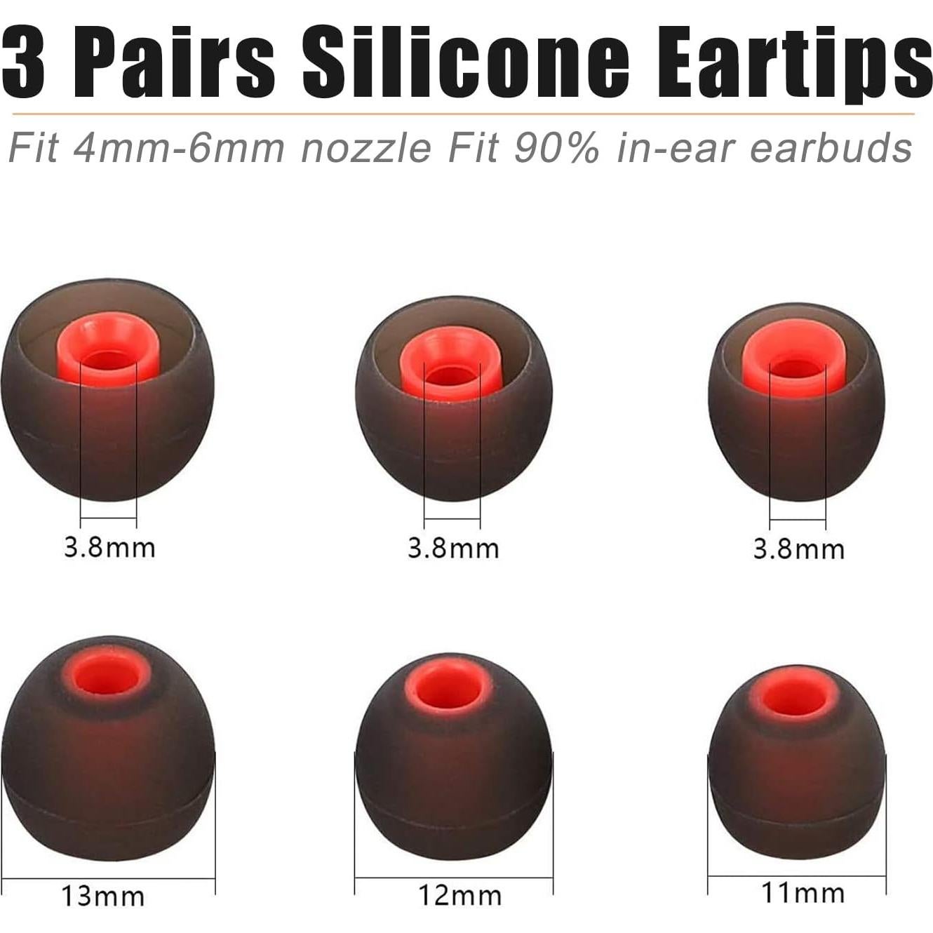 Universal Earhooks Ear Fins, Replacement Earbuds Tips, Silicone Tips - 3 Pairs Each, 2 Cord Clip